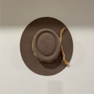 Minga Zolla Wool Taupe Hat with Braided Trim Size M